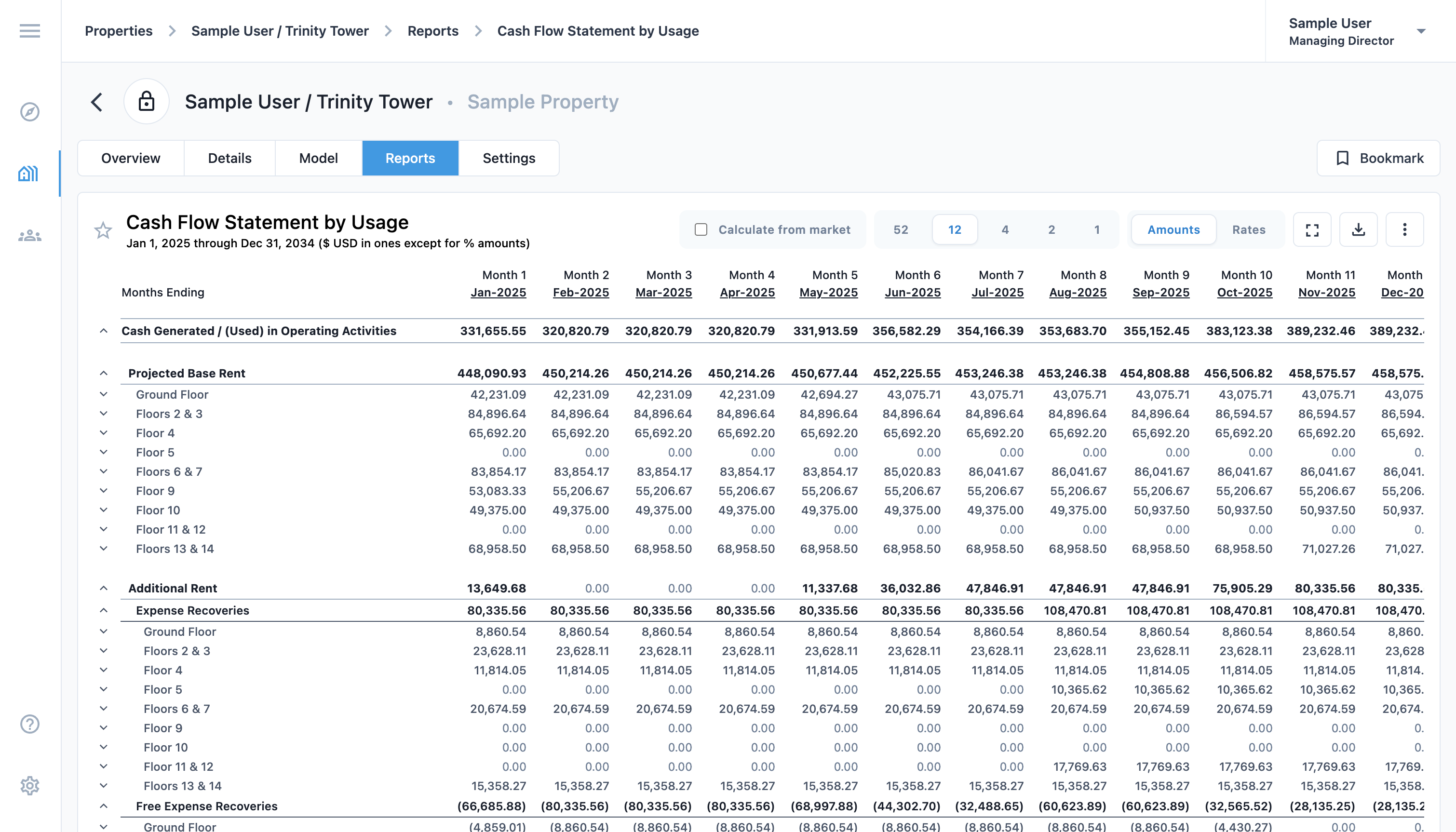 Screenshot: Reporting interface